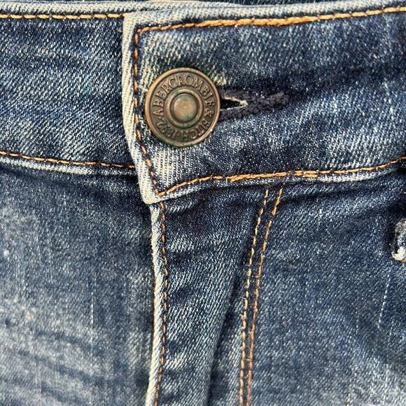 Abercrombie & Fitch Junior's High Waisted Blue Denim Cuffed Shorts Size 8R - Picture 3 of 14